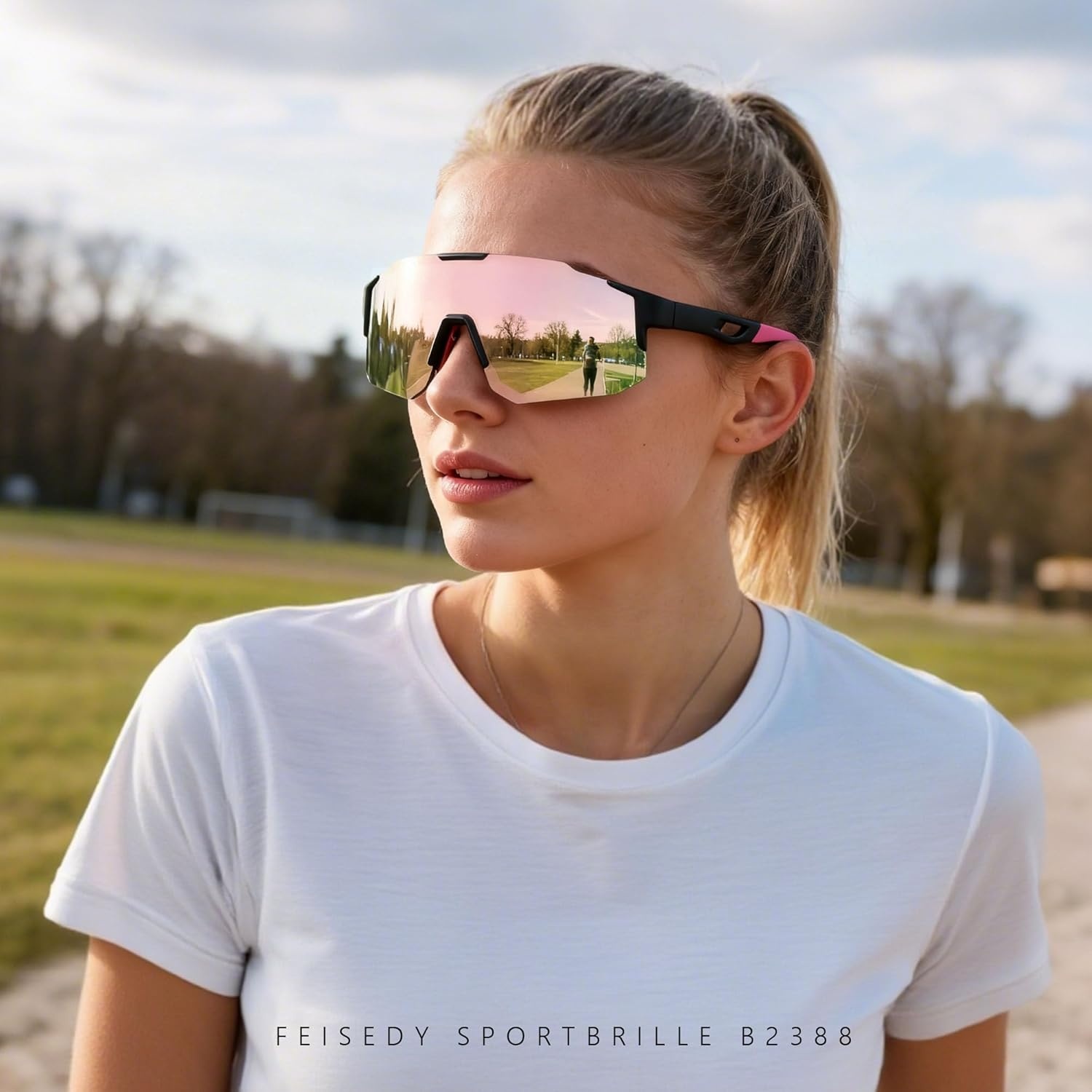 Roze Sport Zonnebril Fietsbril met UV400 Bescherming | 28% Korting