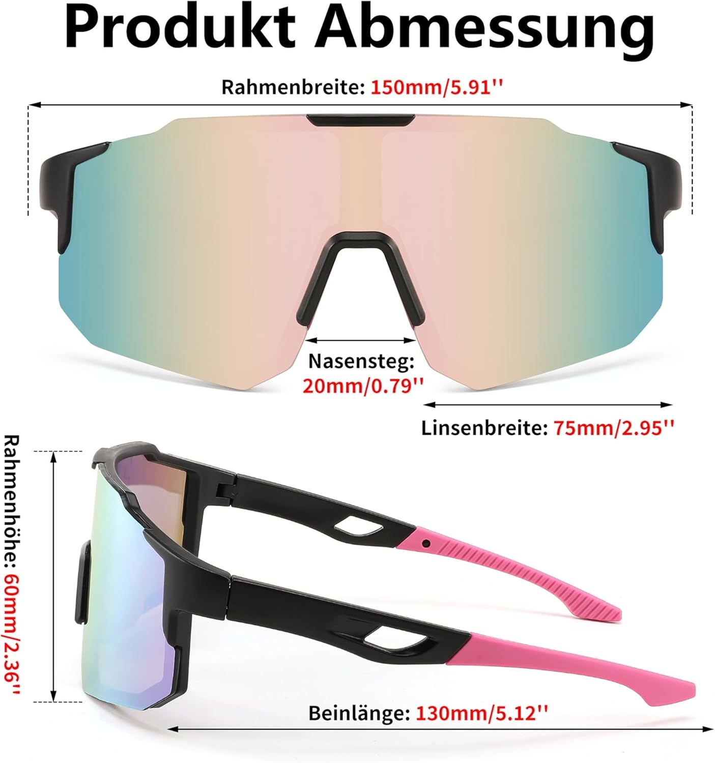 Roze Sport Zonnebril Fietsbril met UV400 Bescherming | 28% Korting