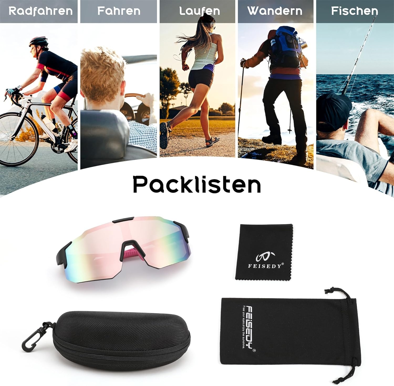 Roze Sport Zonnebril Fietsbril met UV400 Bescherming | 28% Korting