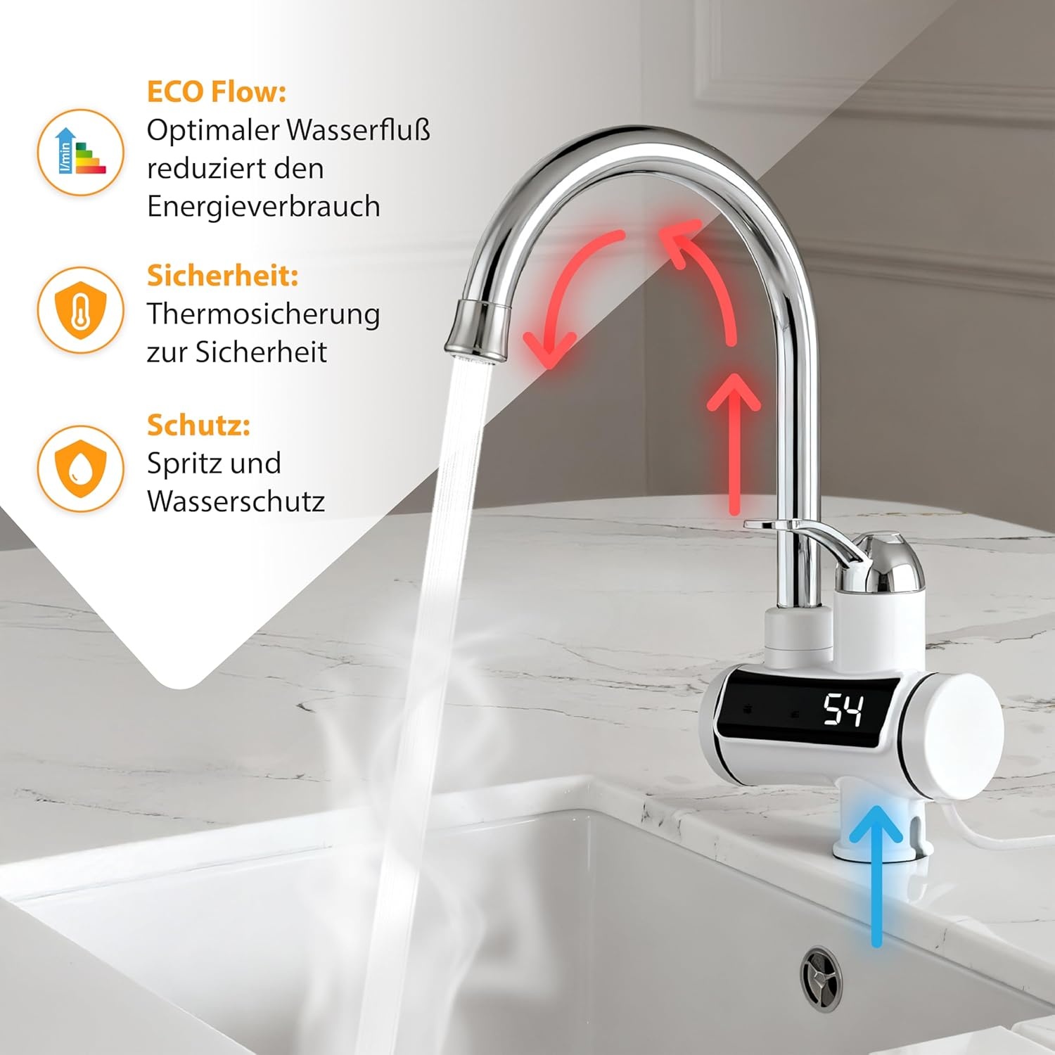 Elektrische Warmwaterkraan 33% Korting - Direct Warm Water!