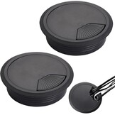 Kabeldoorvoer voor bureau, 80 mm, zwart, kunststof, kabeldoorvoer, ideaal voor kabelbescherming, kabelgoot, 2 stuks