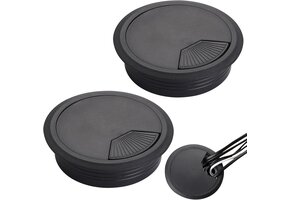 Kabeldoorvoer Bureau 80mm Zwart | Set van 2 | 44% Korting