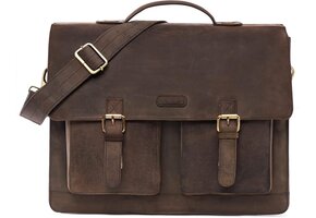 Leren Aktetas Donkerbruin (57% Korting) - Tot 15" Laptop
