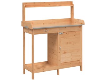 vidaXL Oppottafel met kast 110,5x45x124,5 cm massief vurenhout bruin