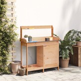 vidaXL Oppottafel met kast 110,5x45x124,5 cm massief vurenhout bruin