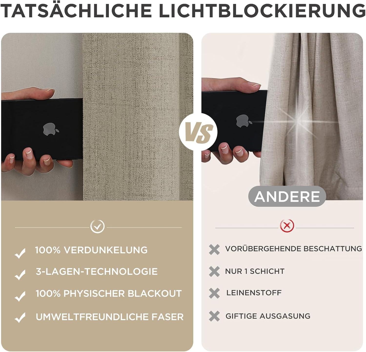 Verduisterende Gordijnen Linnenlook 140x220cm (2 stuks) | -34%