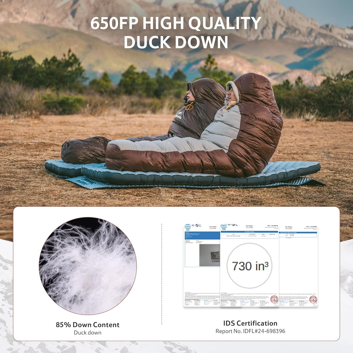 Slaapzak Outdoor -15°C | 700g Dons | Maat L Donkerbruin | 30% Korting