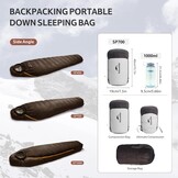 Slaapzak Outdoor -15°C | 700g Dons | Maat L Donkerbruin | 30% Korting