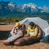 Slaapzak Outdoor -15°C | 700g Dons | Maat L Donkerbruin | 30% Korting