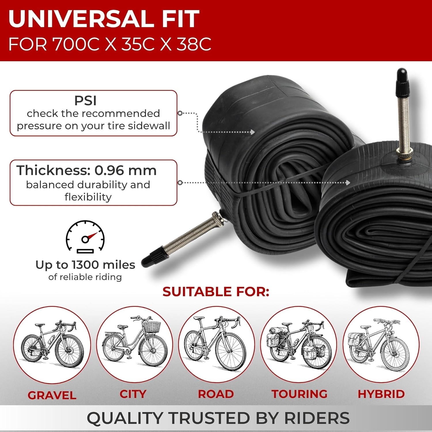 Fietsbinnenbanden 700x32-38c (2 stuks) met 48mm Presta ventiel - 75% Korting!