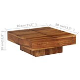 Massief Acaciahout Salontafel 80x80cm - 41% Korting!