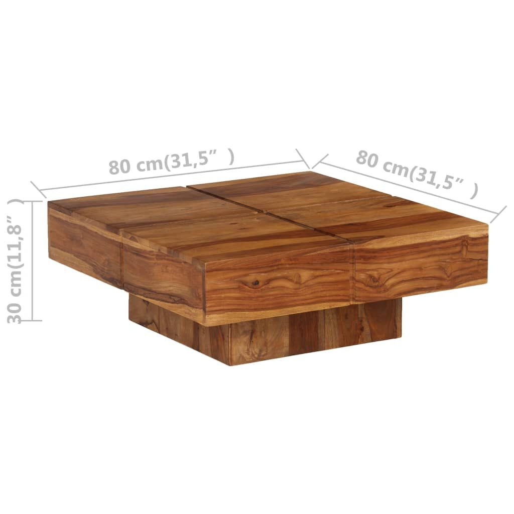 Massief Acaciahout Salontafel 80x80cm - 41% Korting!