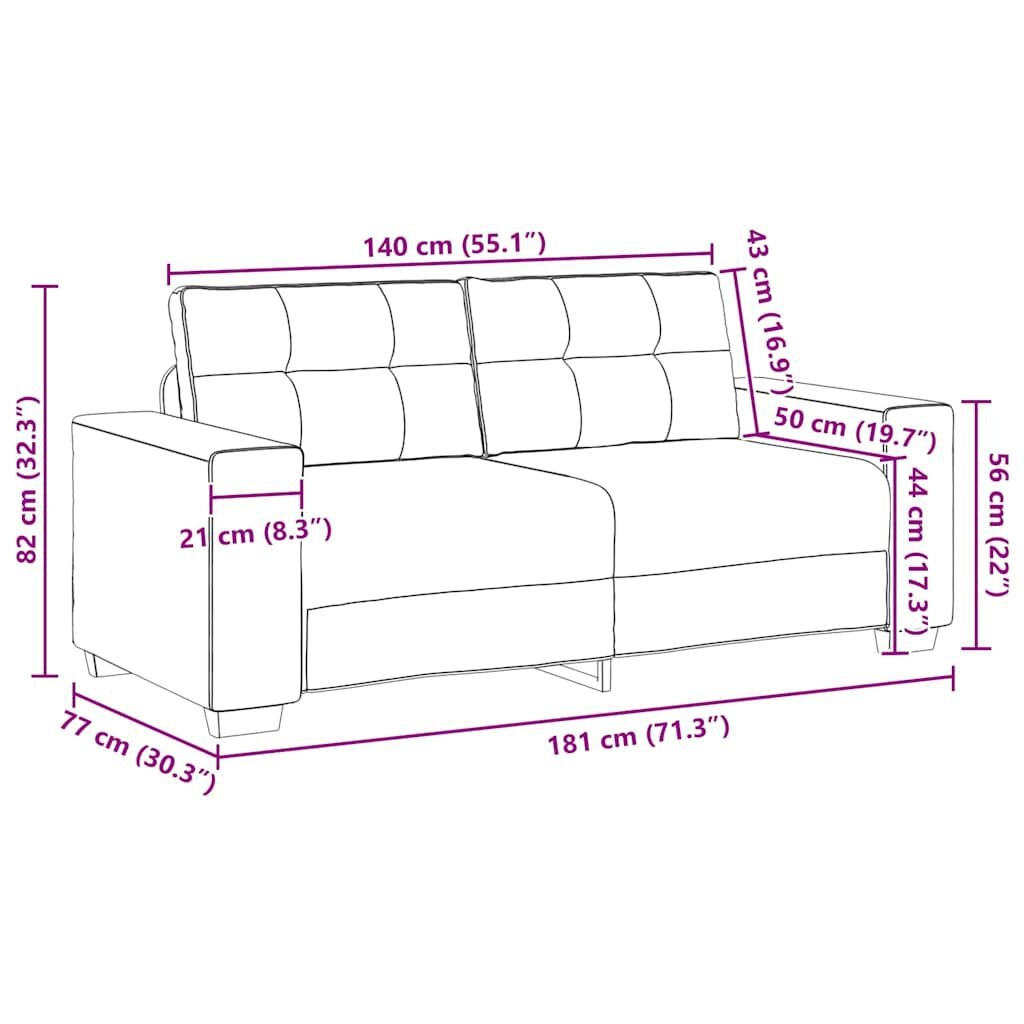 vidaXL Loveseat bank 140 cm stof donkergrijs