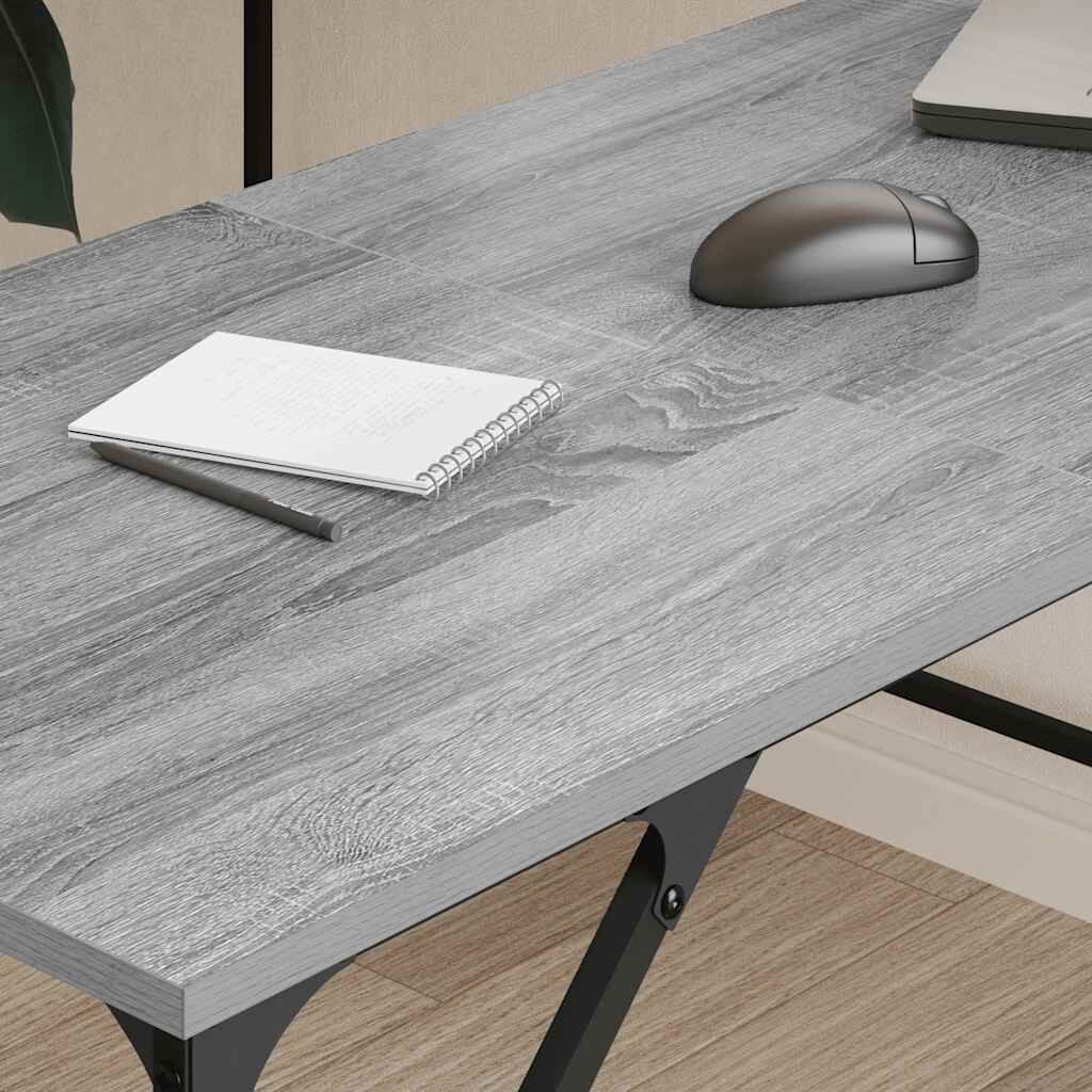 vidaXL Bureau 149x149x75 cm bewerkt hout grijs sonoma eikenkleurig