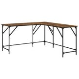 vidaXL Bureau 149x149x75 cm bewerkt hout gerookt eikenkleurig