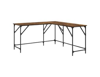 vidaXL Bureau 149x149x75 cm bewerkt hout gerookt eikenkleurig