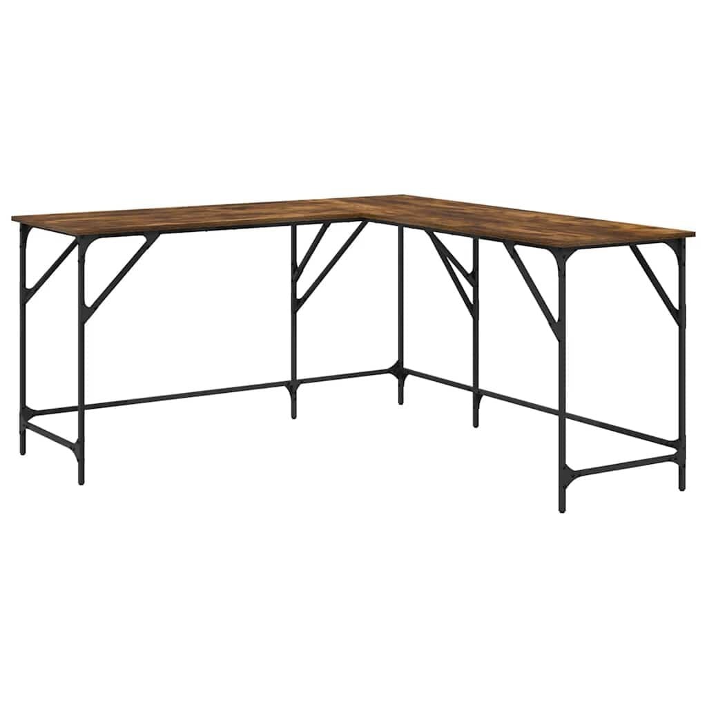 vidaXL Bureau 149x149x75 cm bewerkt hout gerookt eikenkleurig