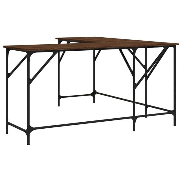 vidaXL Bureau 149x149x75 cm bewerkt hout bruin eikenkleur