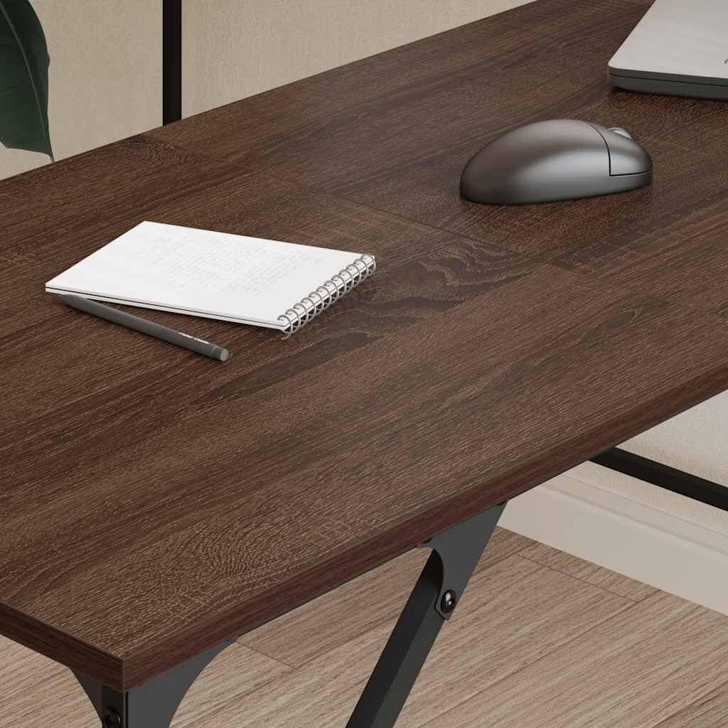 vidaXL Bureau 149x149x75 cm bewerkt hout bruin eikenkleur