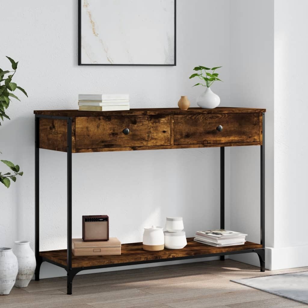 vidaXL Wandtafel 100x34,5x75 cm bewerkt hout gerookt eikenkleurig