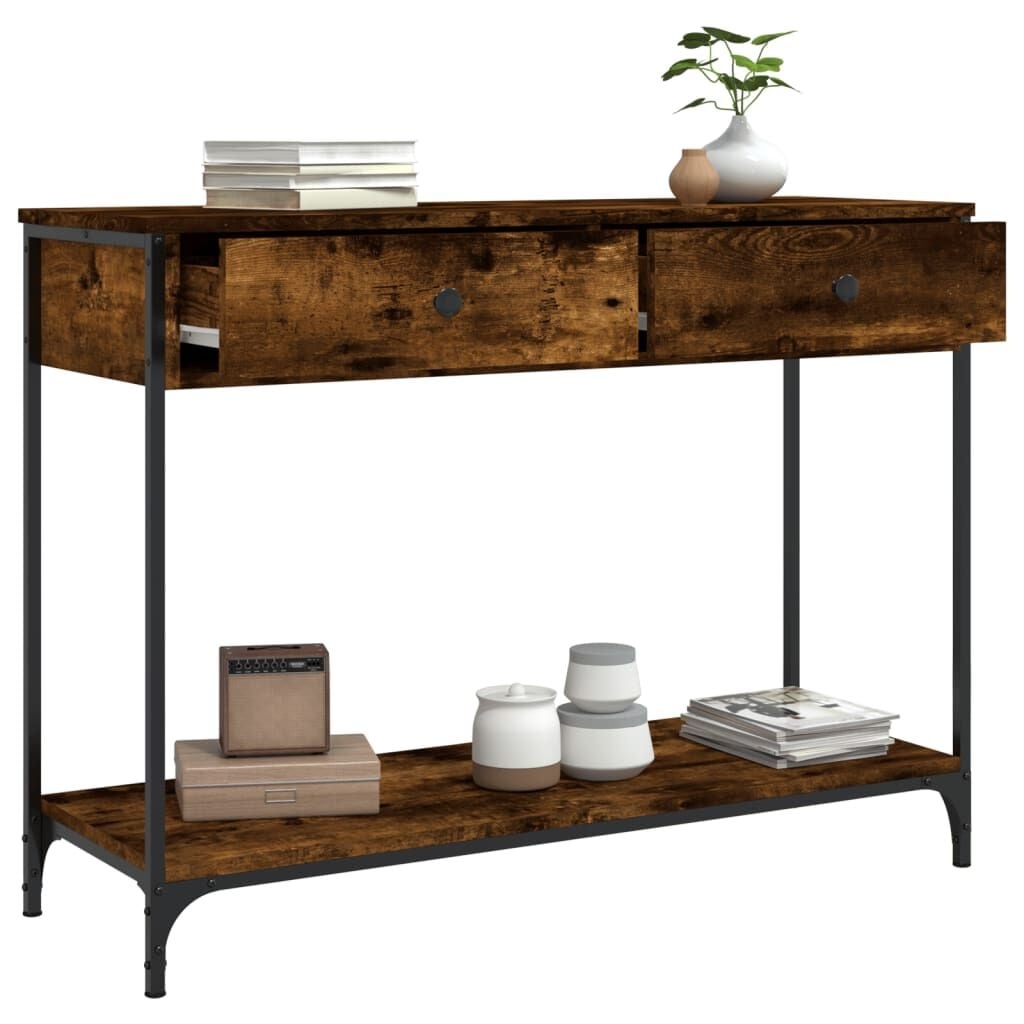 vidaXL Wandtafel 100x34,5x75 cm bewerkt hout gerookt eikenkleurig