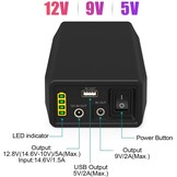 TalentCell Powerbank, 12/9/5V LiFePO4-accu, oplaadbaar 6000 mAh 76,8 Wh, met oplader, voor led-lichtstrips, CCTV-camera's, enz., zwart
