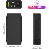 TalentCell Powerbank, 12/9/5V LiFePO4-accu, oplaadbaar 6000 mAh 76,8 Wh, met oplader, voor led-lichtstrips, CCTV-camera's, enz., zwart