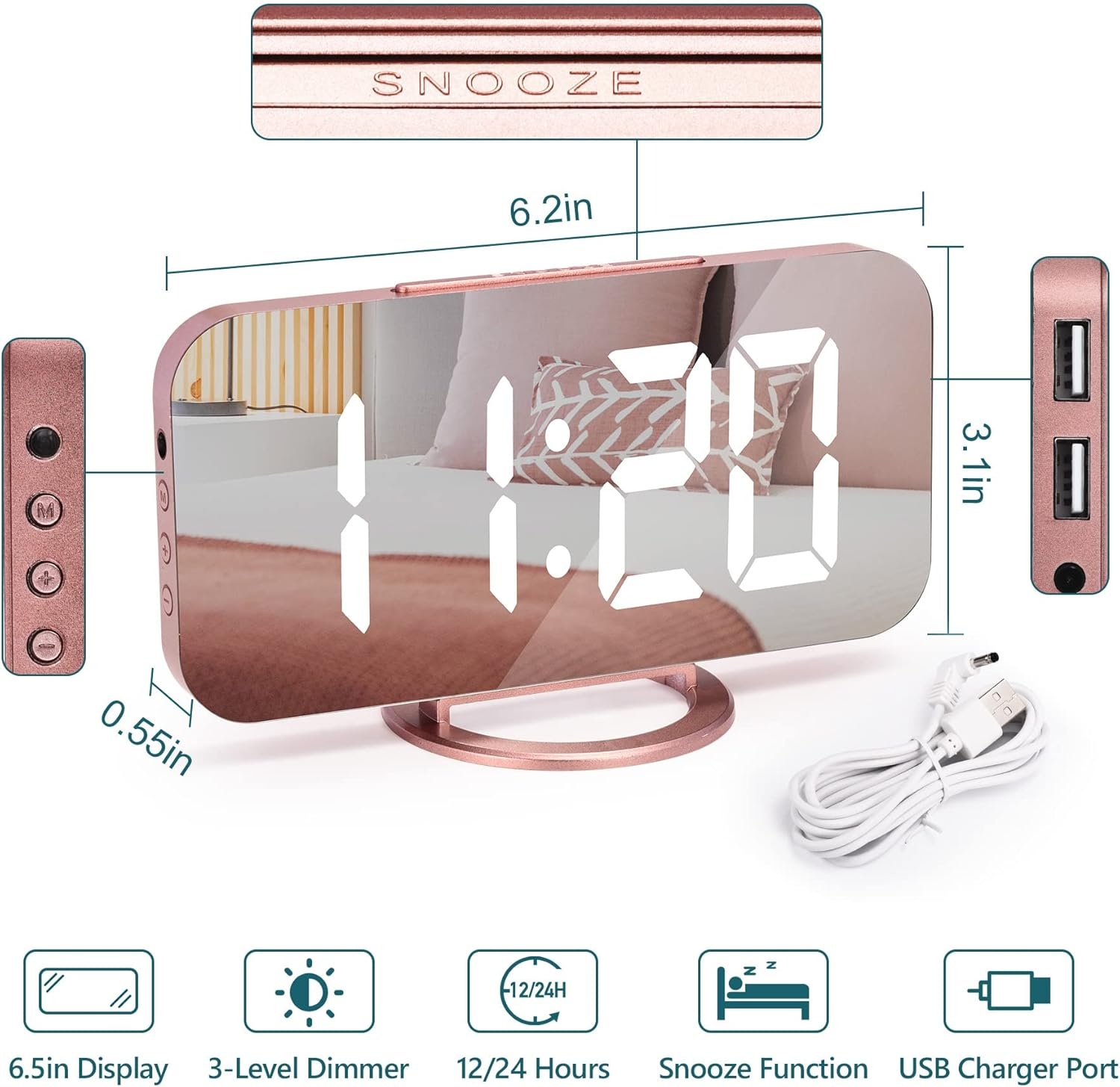 Roségoud Digitale LED Wekker - 32% Korting!