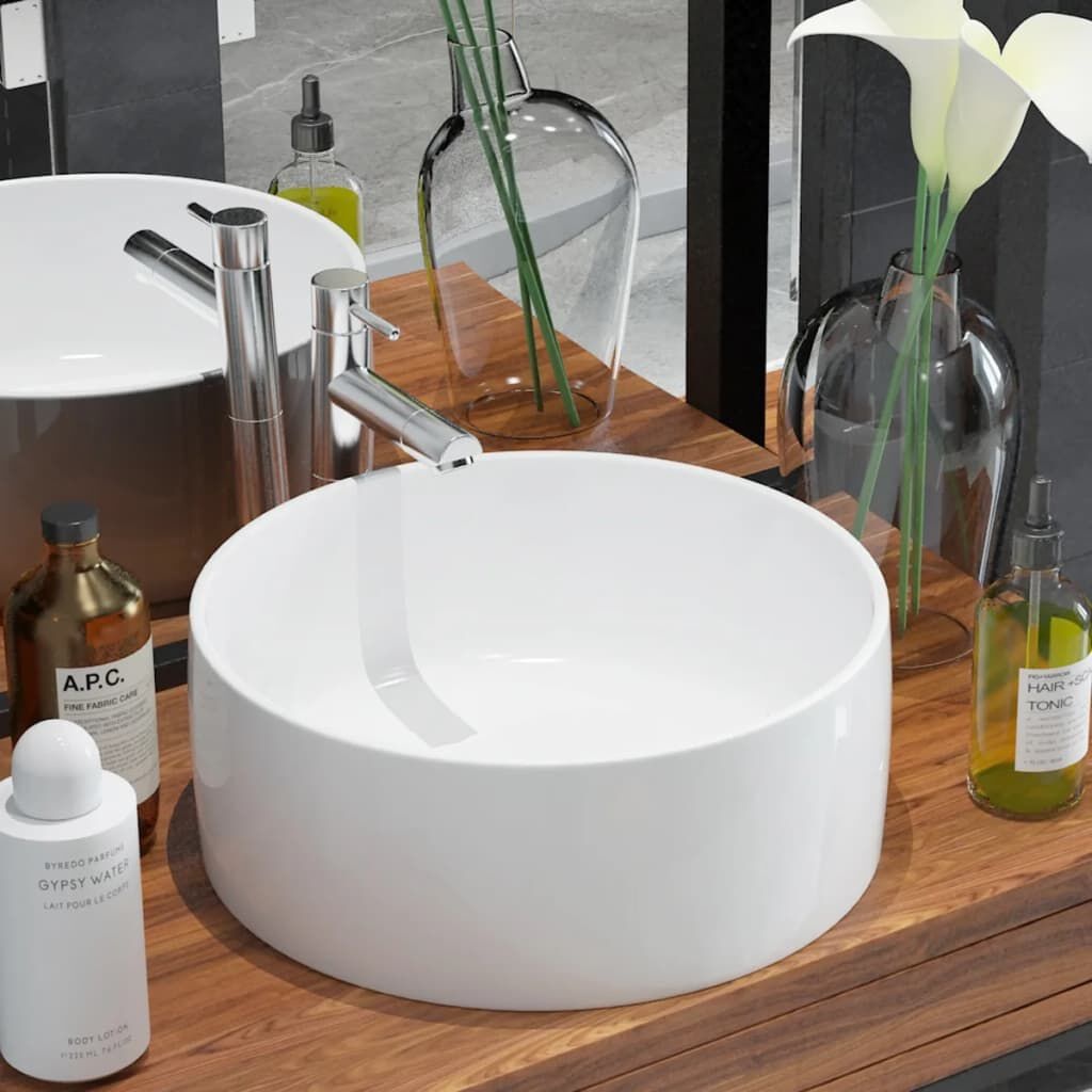VidaXL Ronde Wastafel Wit Keramiek 40x15 cm - 29% Korting!