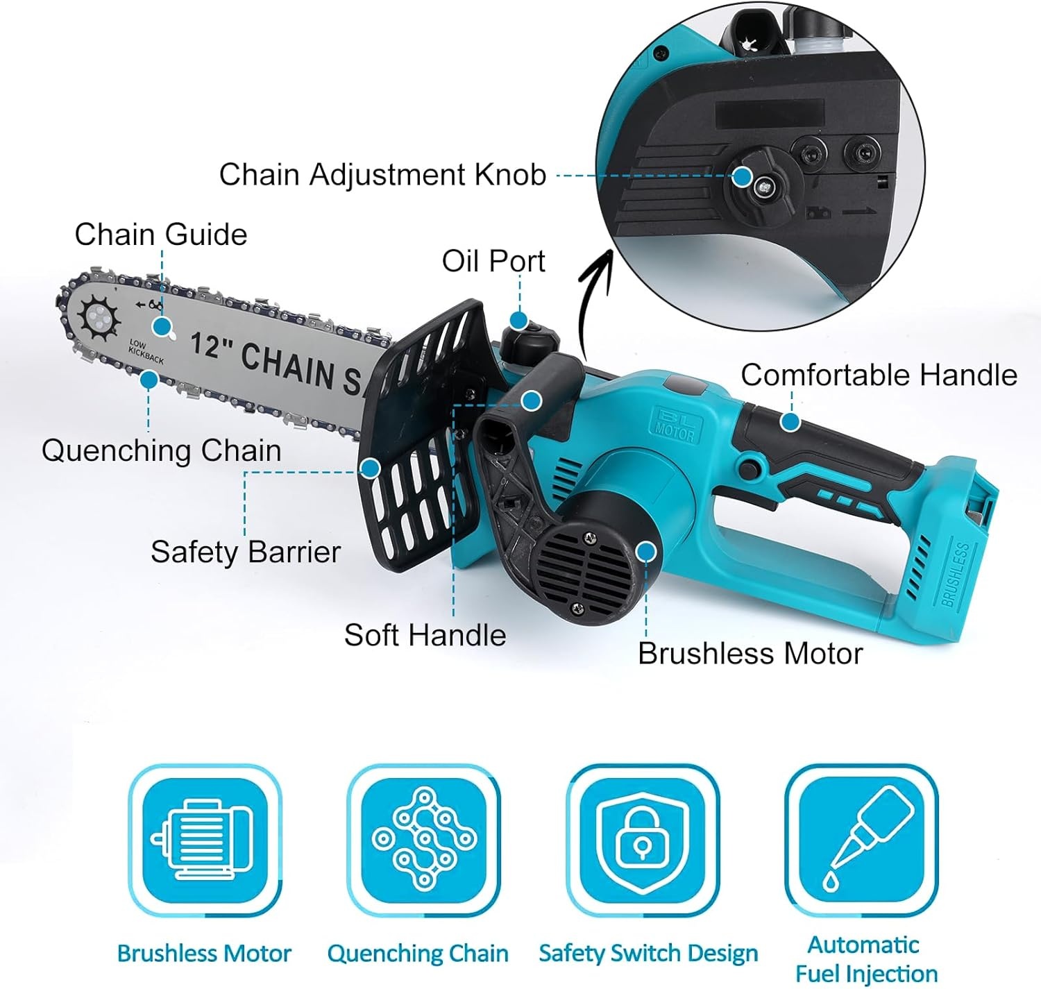 Mini Kettingzaag 12" voor Makita 18V | 57% Korting