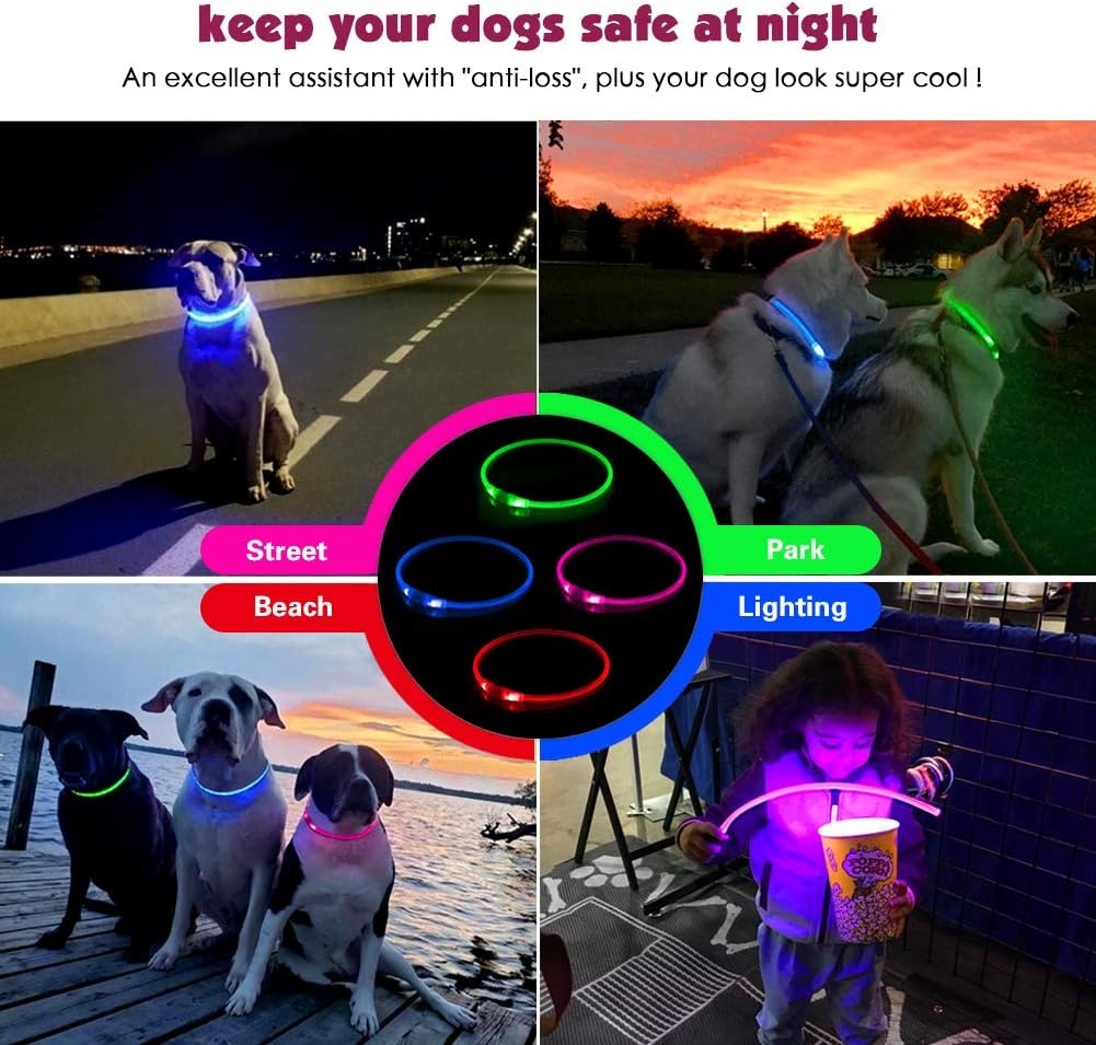 2x LED Hondenhalsbanden Groen/Roze | Oplaadbaar & Waterdicht | 25% Korting