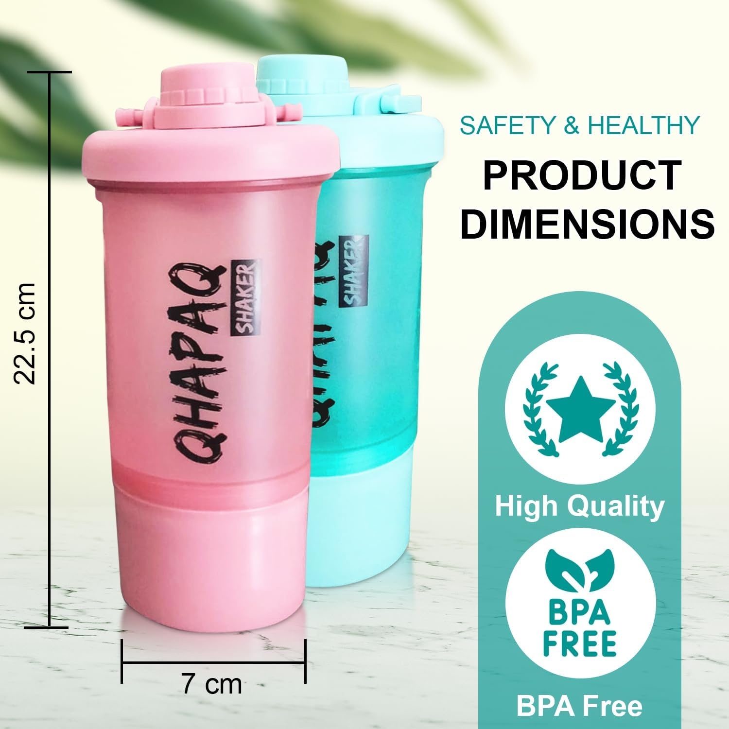 QHAPAQ Proteïneshaker Roze 500ml - 30% Korting