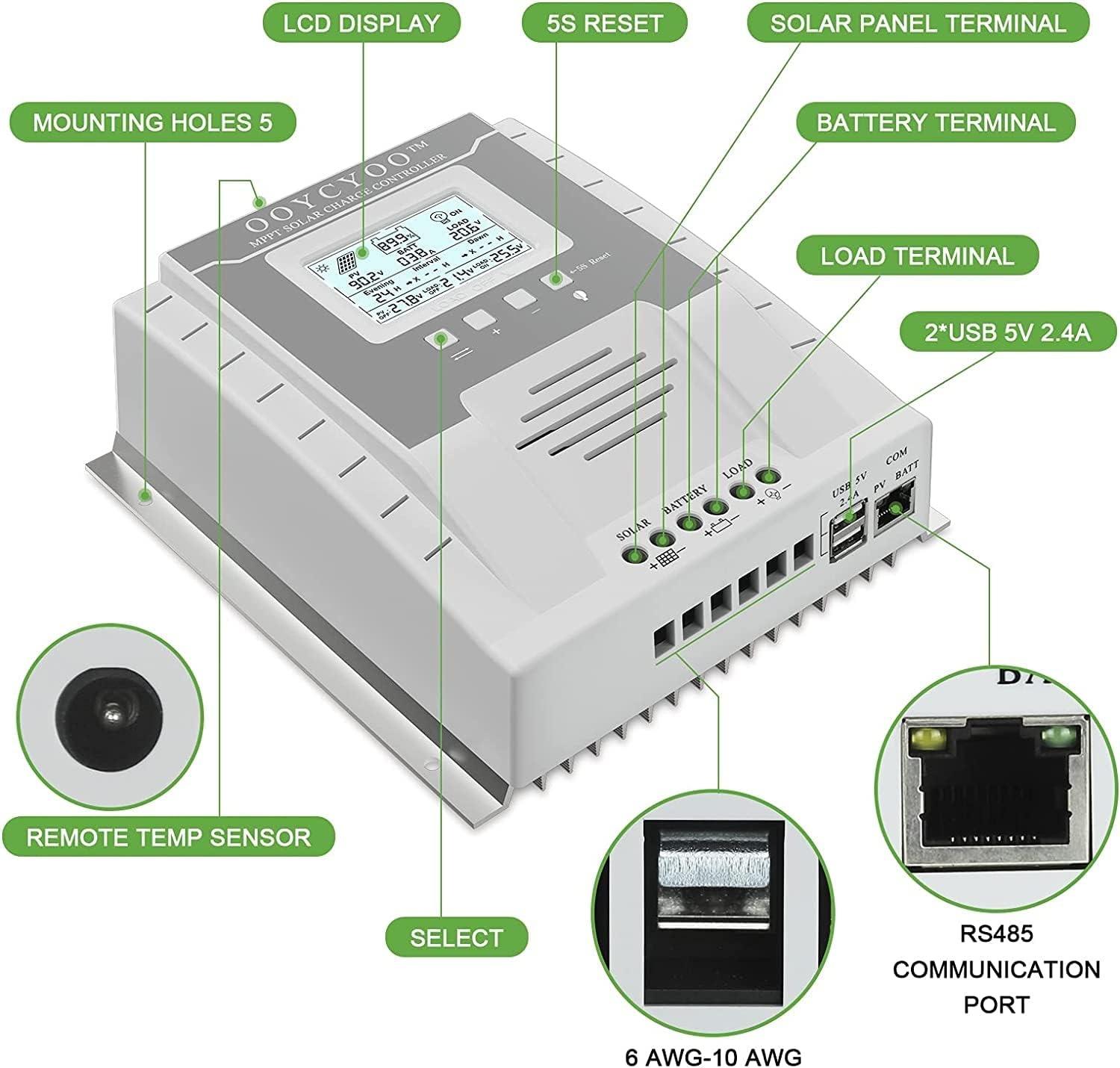 MPPT Solar Laadregelaar 40A (34% Korting!) - 12/24V, 100V PV