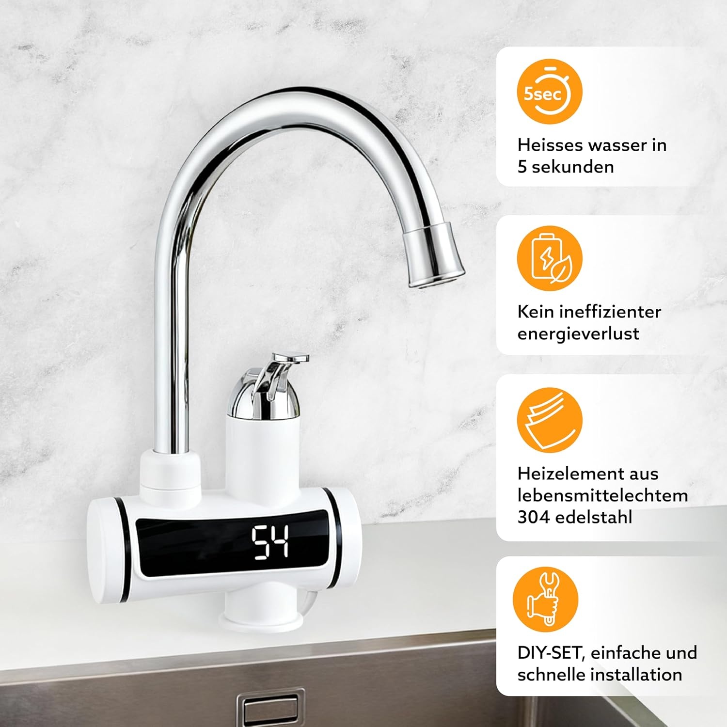 Elektrische Kraan met Doorstroomboiler | Direct Warm Water | 52% Korting