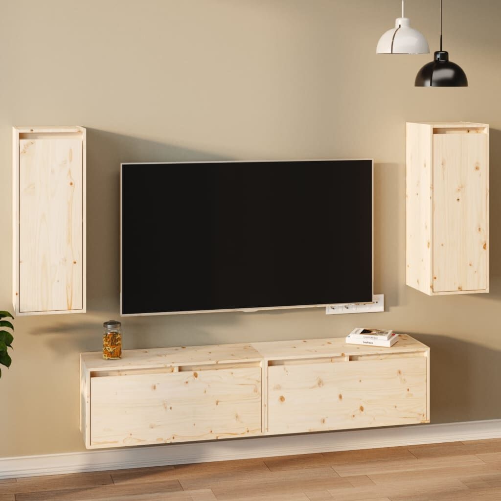 vidaXL Wandkasten Grenenhout (2 st.) 30x30x80 cm - 34% Korting