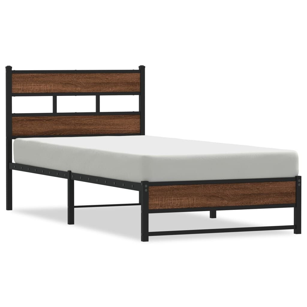 vidaXL Bedframe Metaal Bruin Eiken 80x200cm - 34% Korting!