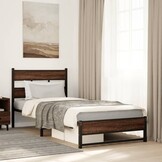 vidaXL Bedframe Metaal Bruin Eiken 80x200cm - 34% Korting!