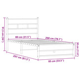 vidaXL Bedframe Metaal Bruin Eiken 80x200cm - 34% Korting!
