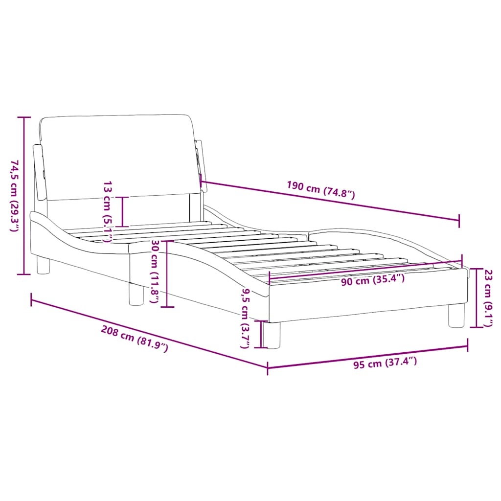 vidaXL Bedframe Fluweel Lichtgrijs 90x190 cm (34% Korting)