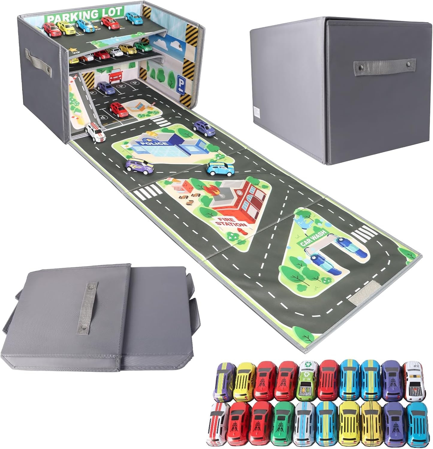 Speelgoedgarage 3-in-1 met 20 Auto's | Opvouwbaar | 28% Korting