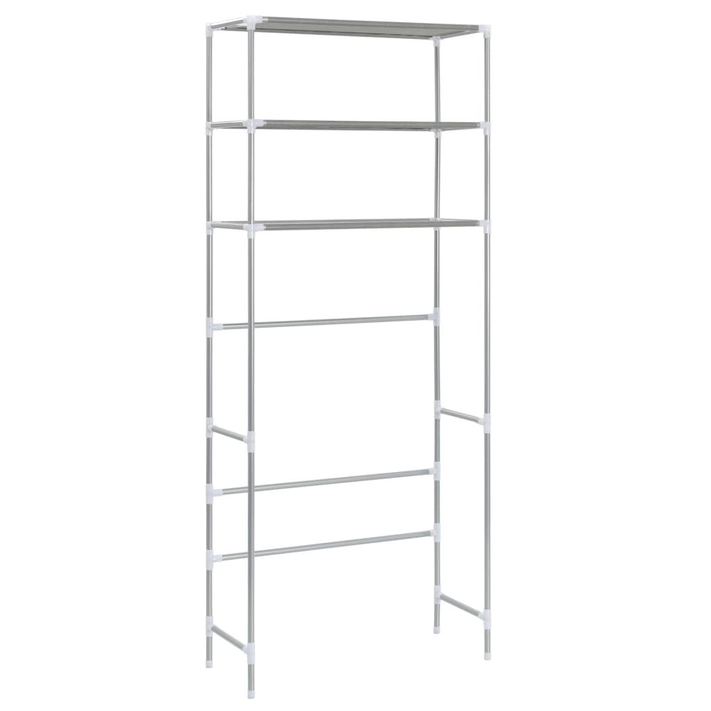 vidaXL Opbergrek voor boven wasmachine 3-laags 69x28x169 cm zilver