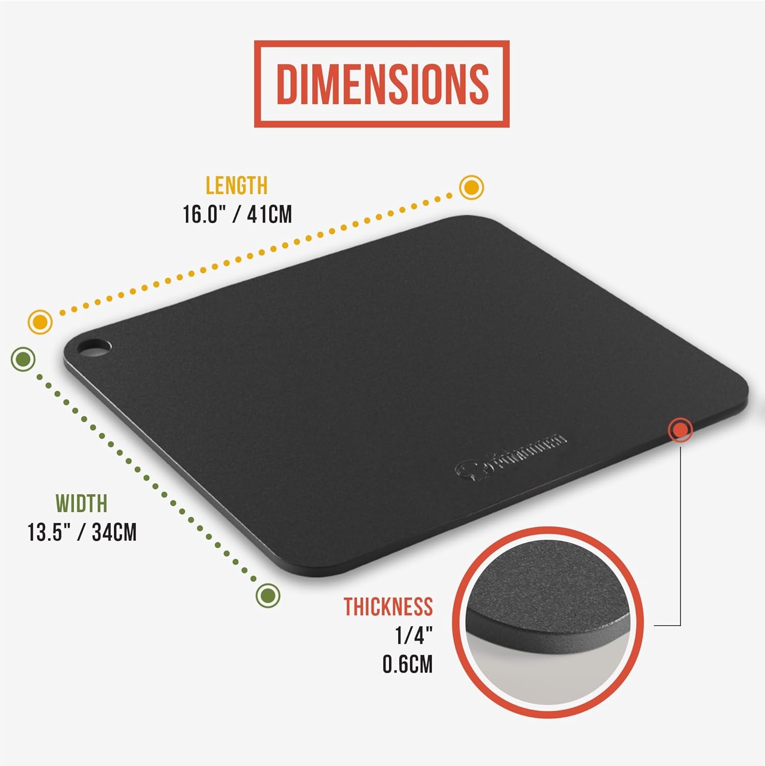 Chef Pomodoro Pizza Staal 40.6 x 33.6 cm - 6mm dik, voor Oven en Grill