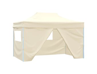 vidaXL Vouwtent pop-up met 4 zijwanden 3x4,5 m crèmewit