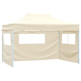 vidaXL Vouwtent pop-up met 4 zijwanden 3x4,5 m crèmewit