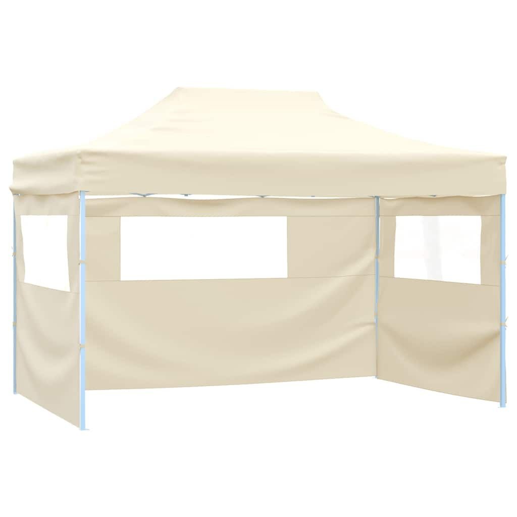 vidaXL Vouwtent pop-up met 4 zijwanden 3x4,5 m crèmewit
