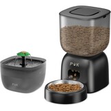 Automatische kattenvoerdispenser en waterfontein, combinatie voor katten, batterijduur tot 180 dagen, 10 seconden spraakopname, 3 liter kattenvoerautomaat en 2 liter waterfontein
