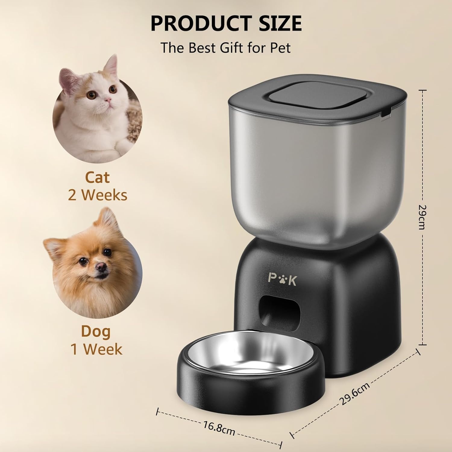 Automatische kattenvoerdispenser en waterfontein, combinatie voor katten, batterijduur tot 180 dagen, 10 seconden spraakopname, 3 liter kattenvoerautomaat en 2 liter waterfontein