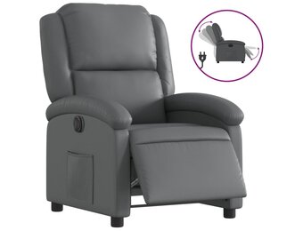 vidaXL Fauteuil verstelbaar elektrisch kunstleer grijs