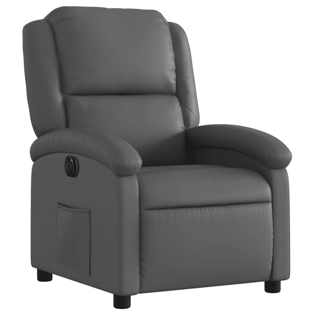vidaXL Fauteuil verstelbaar elektrisch kunstleer grijs