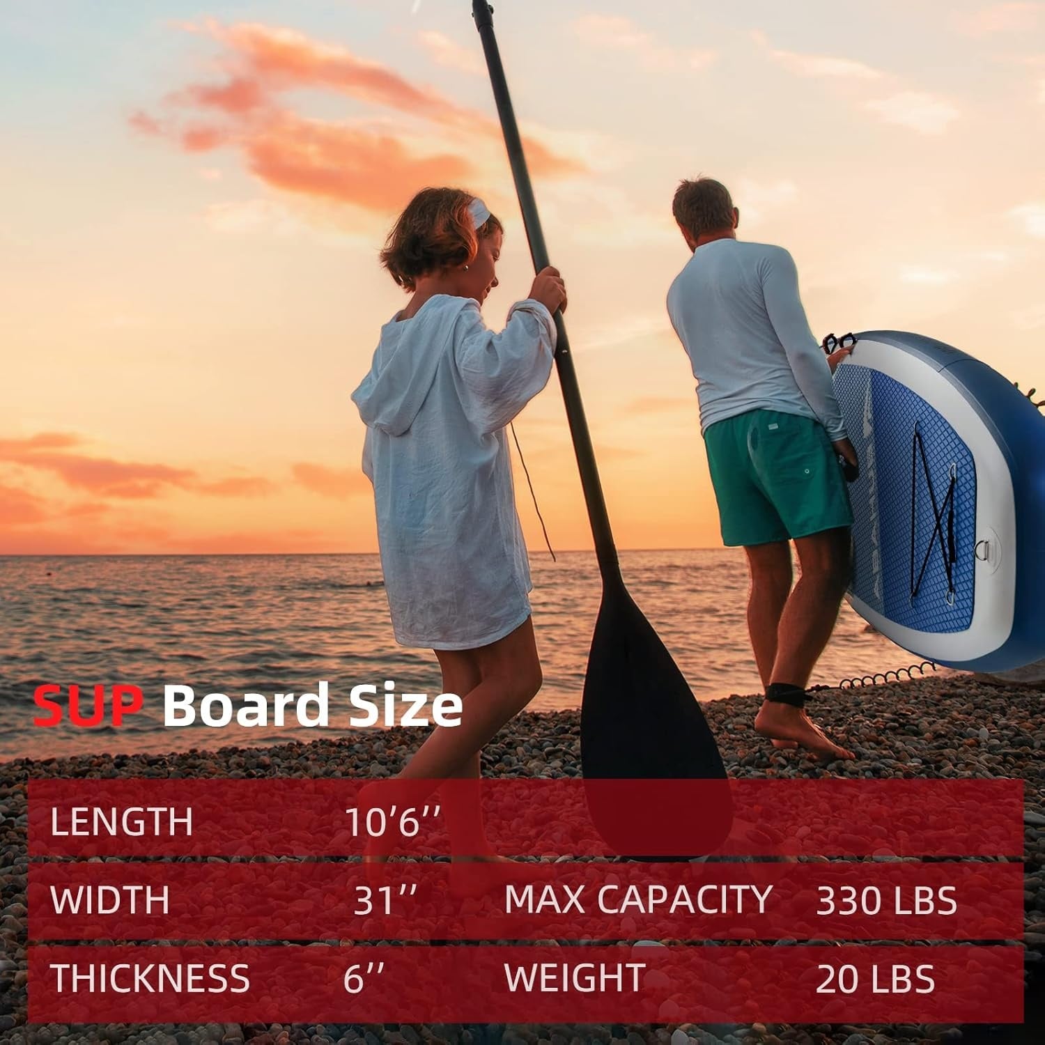 Abahub SUP Board Opblaasbaar, 320x78x15cm Stand Up Paddling Board Set, Blauw/Groen/Oranje/Rood Standup Paddle Board met Verstelbare Aluminium Peddel, Kajak Stoel, voor Kajakken, Kanoën